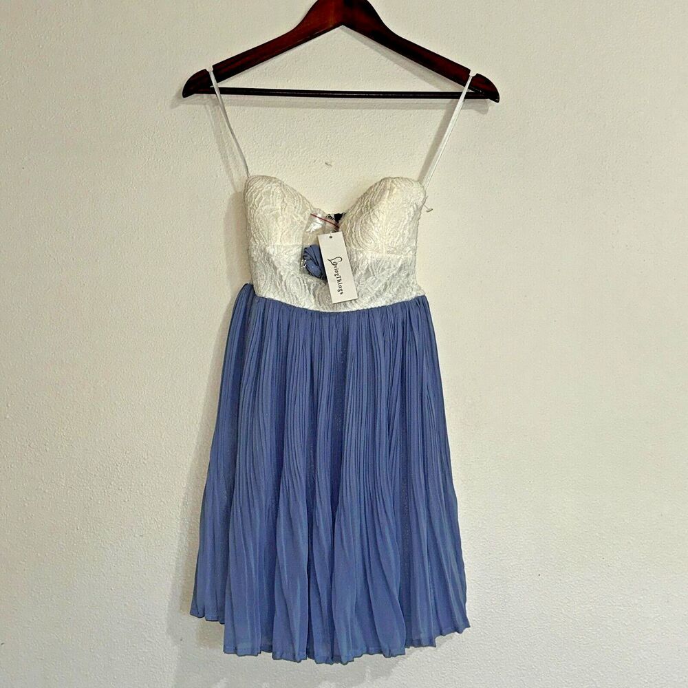 NWT‎ Loving Things Womens Dress 8 Purple White Strapless Party Prom Short